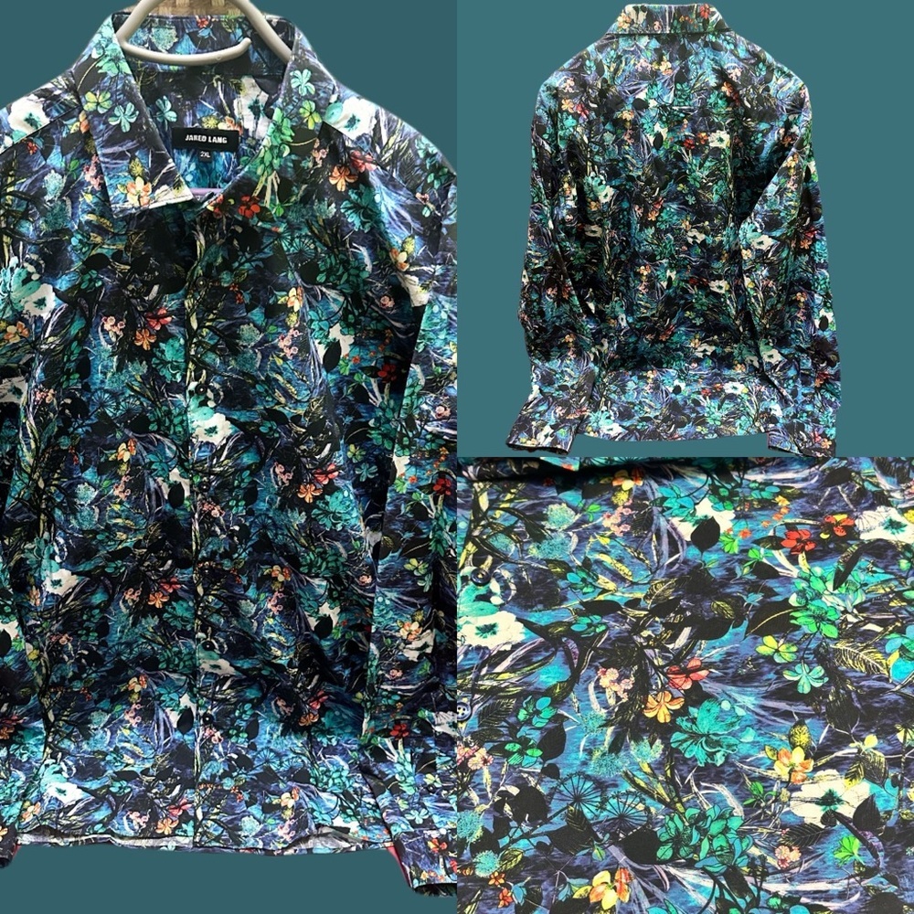 JARED LANG Men’s Floral Long Sleeve Shirt size 2XL